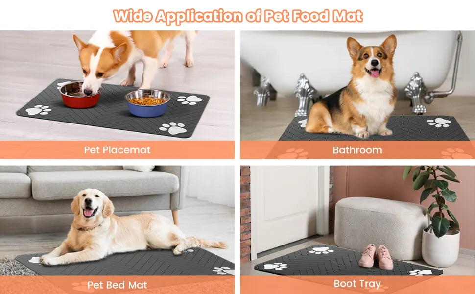 Premium Absorbent Pet Feeding Mat - Waterproof & Non-Slip Placemat