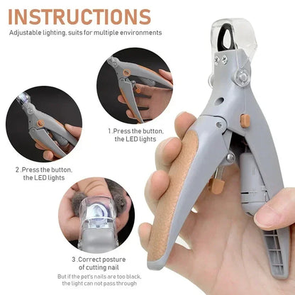 Professional LED Pet Nail Clipper - Safe & Easy Grooming Tool for Cats and Dogs