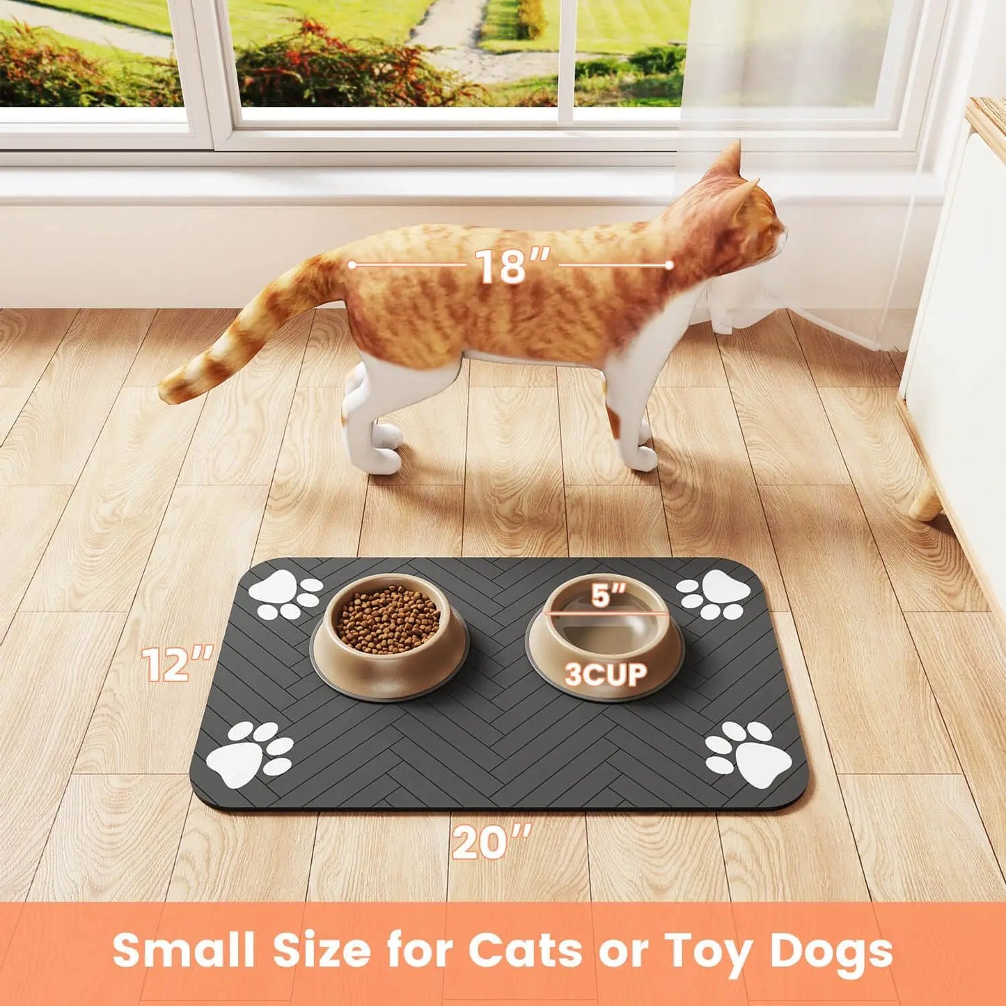 Premium Absorbent Pet Feeding Mat - Waterproof & Non-Slip Placemat