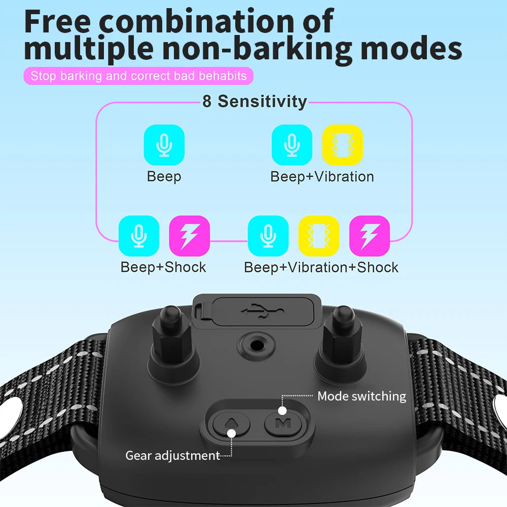 Smart Anti-Bark Training Collar with Vibration & Sound - Rechargeable