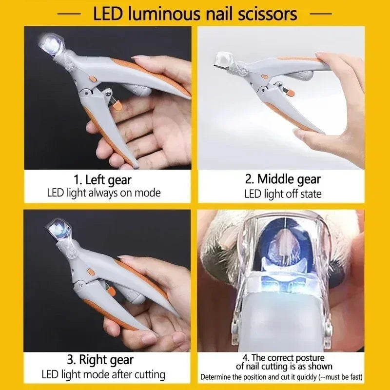 Professional LED Pet Nail Clipper - Safe & Easy Grooming Tool for Cats and Dogs