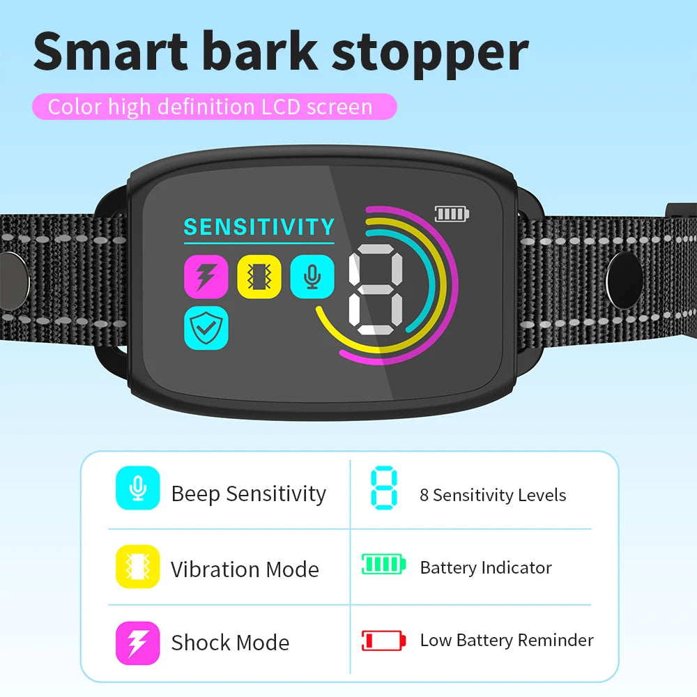 Smart Anti-Bark Training Collar with Vibration & Sound - Rechargeable