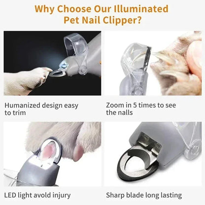 Professional LED Pet Nail Clipper - Safe & Easy Grooming Tool for Cats and Dogs